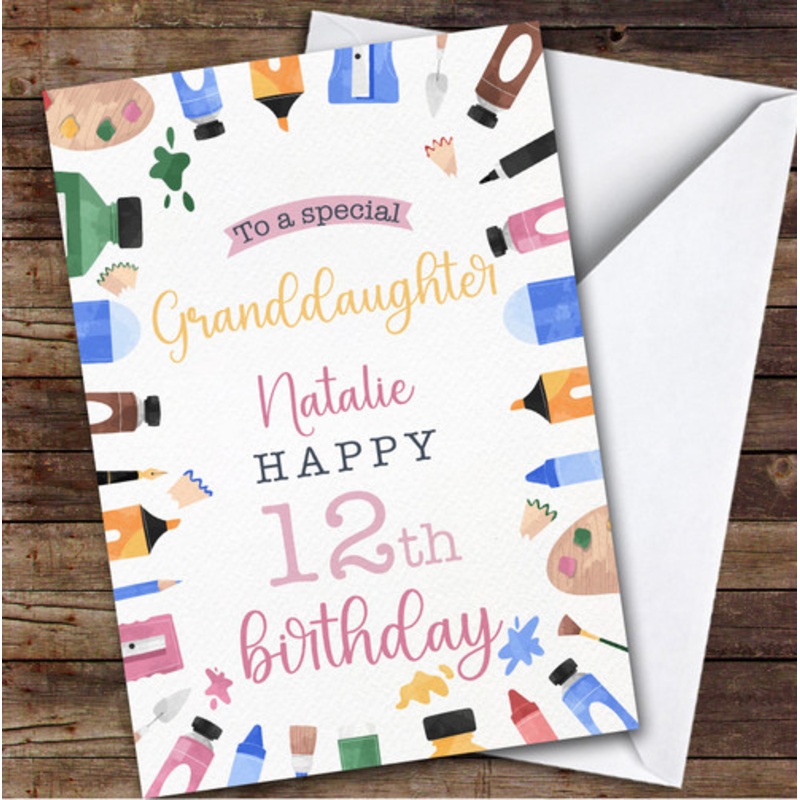 Granddaughter 12th Art And Crafts Custom Personalised Birthday Card – The Card Zoo