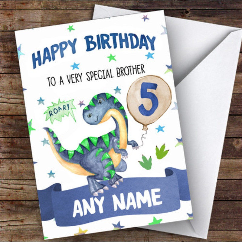 Personalised Boys Birthday Card Dinosaur 1st 2nd 3rd 4th 5th 6th Brother – The Card Zoo