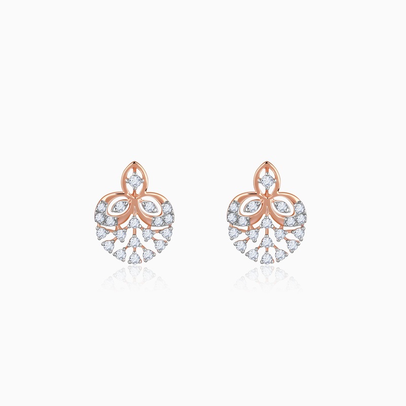Rose Gold Trinity Sparkle Diamond Earrings
