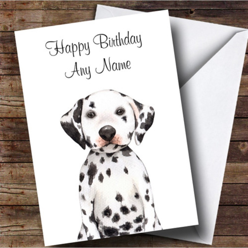 Cute Watercolour Dalmatian Dog Personalised Birthday Card – The Card Zoo
