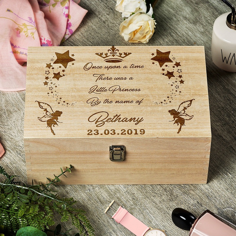 Fairy Princess Personalised Baby Girl Keepsake Box Gift