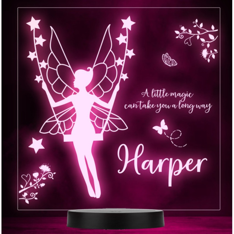 Girls Fairy Swing Stars Personalised Gift Colour Change Led Lamp Night Light – The Card Zoo