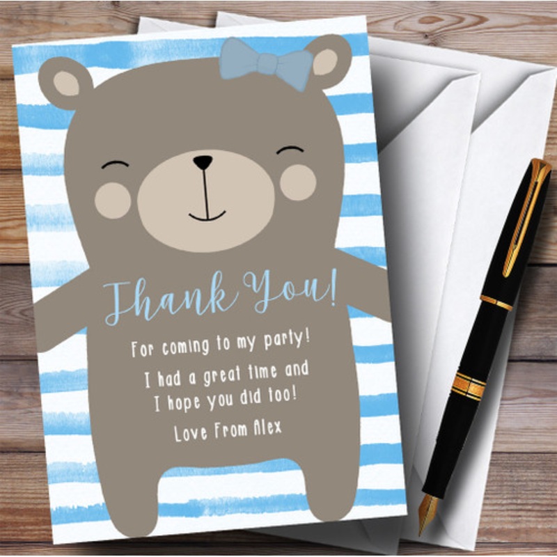 Large Teddy Bear Blue Party Thank You Cards – The Card Zoo