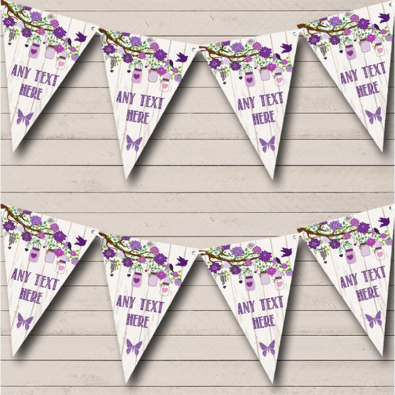 Shabby Chic Vintage Wood Purple Personalised Birthday Party Bunting – The Card Zoo