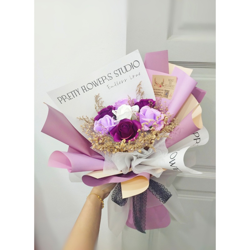 Simple Purple Soap Roses Bouquet (Ipoh Delivery Only)