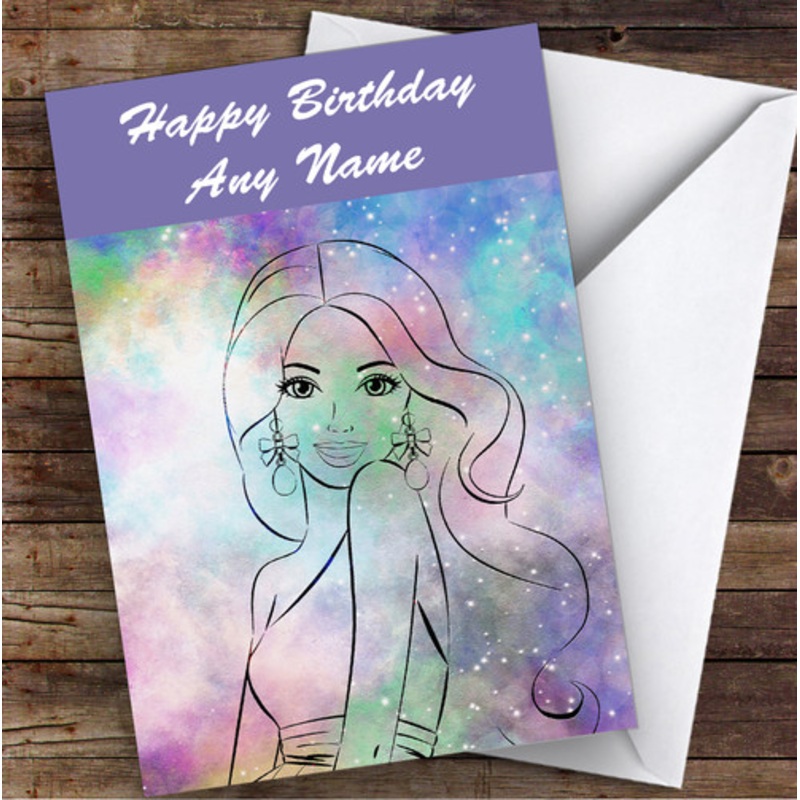 Barbie Mermaid Multicolour Sparkle Children’s Kids Personalised Birthday Card – The Card Zoo