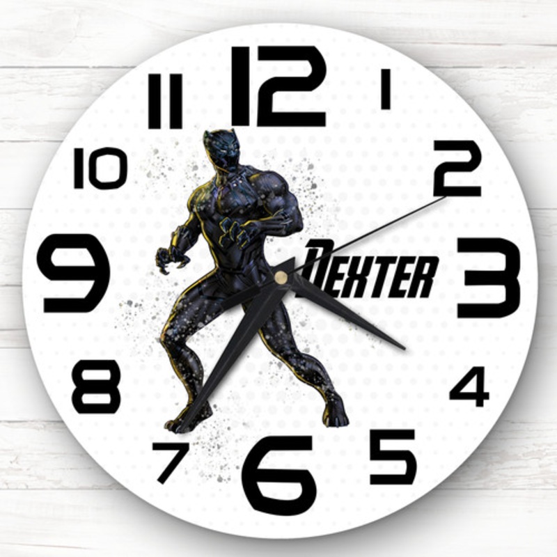 Black Panther Superhero Boys Room Custom Gift Personalised Clock – The Card Zoo