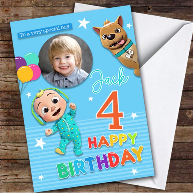 Blue Cocomelon J.J. Bingo Photo Any Age Personalised Kid’s Birthday Card – The Card Zoo