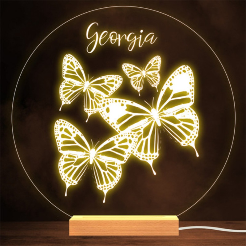 Butterflies Round Name Personalised Gift Lamp Night Light – The Card Zoo