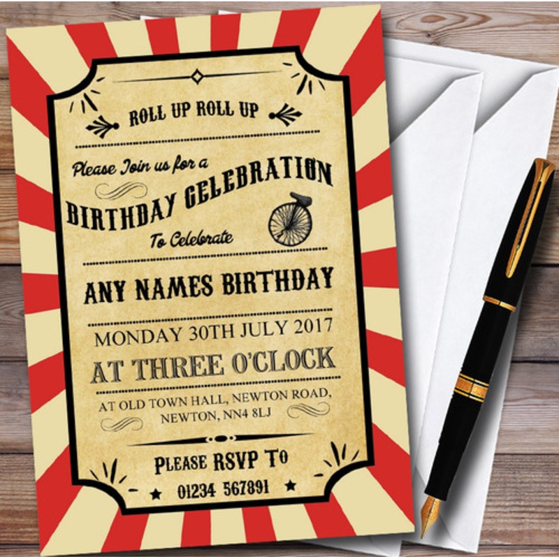 Carnival Circus Vintage Personalised Children’s Birthday Party Invitations – The Card Zoo