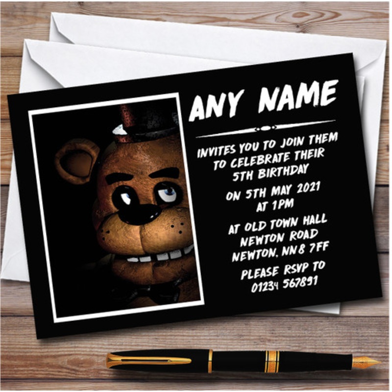 Five Nights At Freddy’s Fnaf Freddy Fazbear Children’s Party Invitations – The Card Zoo