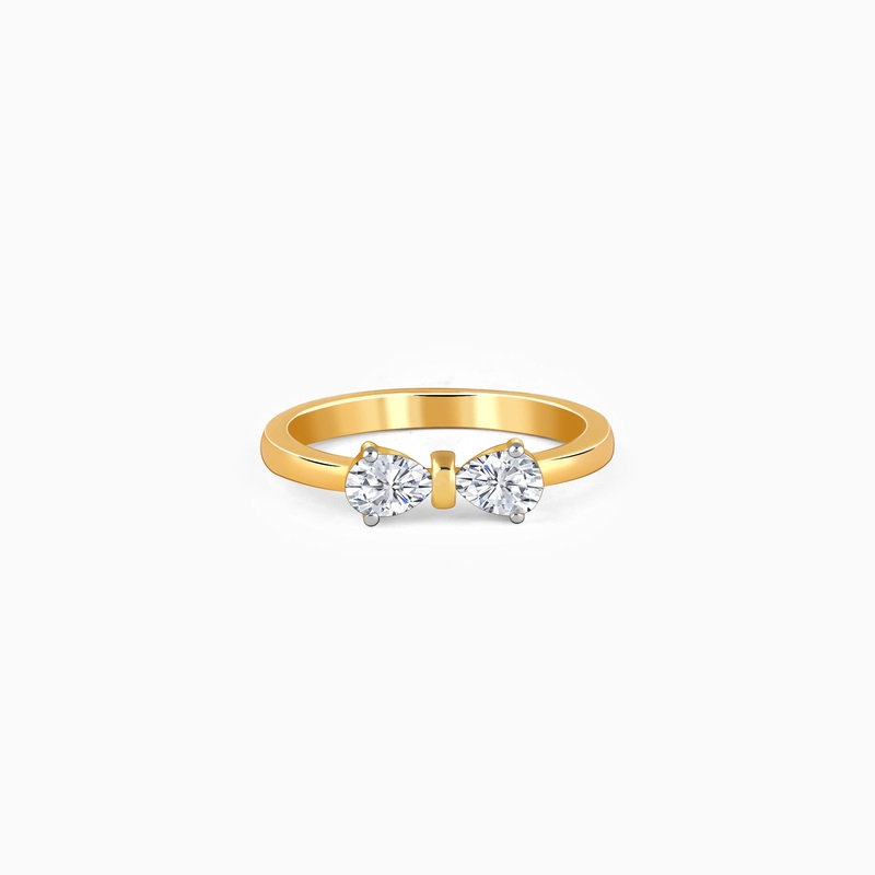 Gold Cute Bow Diamond Ring