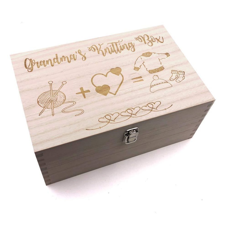 Grandma’s Knitting Box Large Wooden Keepsake Box Gift