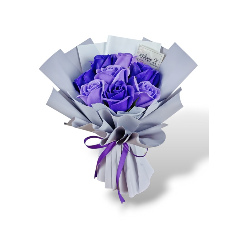 Purple Soap Roses Bouquet Artificial Flower (Klang Valley Delivery)