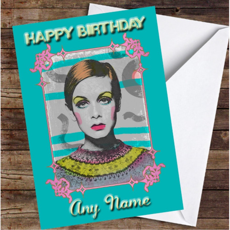 Twiggy Abstract Pink Frame Fade Personalised Birthday Card – The Card Zoo