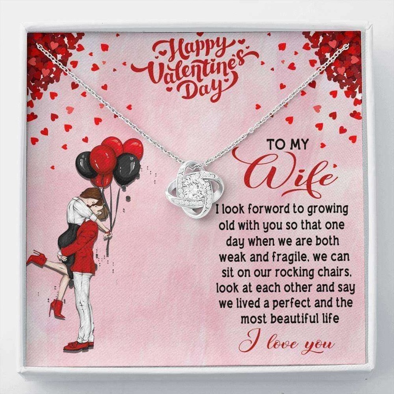 Wife Necklace, ValentineS Day Necklace Gift For Wife, To My Wife I Look Forward To Growing Old With You