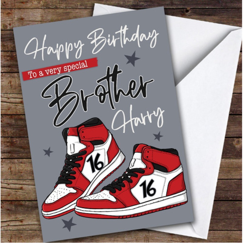 16th Brother Trainers Sneakers Sport Teenager Boys Personalised Birthday Card – The Card Zoo