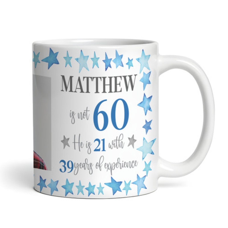 60th Birthday Gift For Him Blue Star Photo Tea Coffee Cup Personalised Mug – The Card Zoo