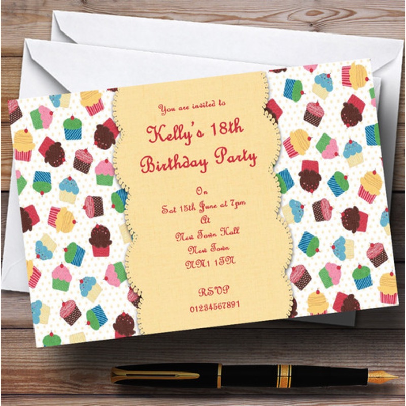 Cute Cupcakes Vintage Tea Personalised Party Invitations – The Card Zoo