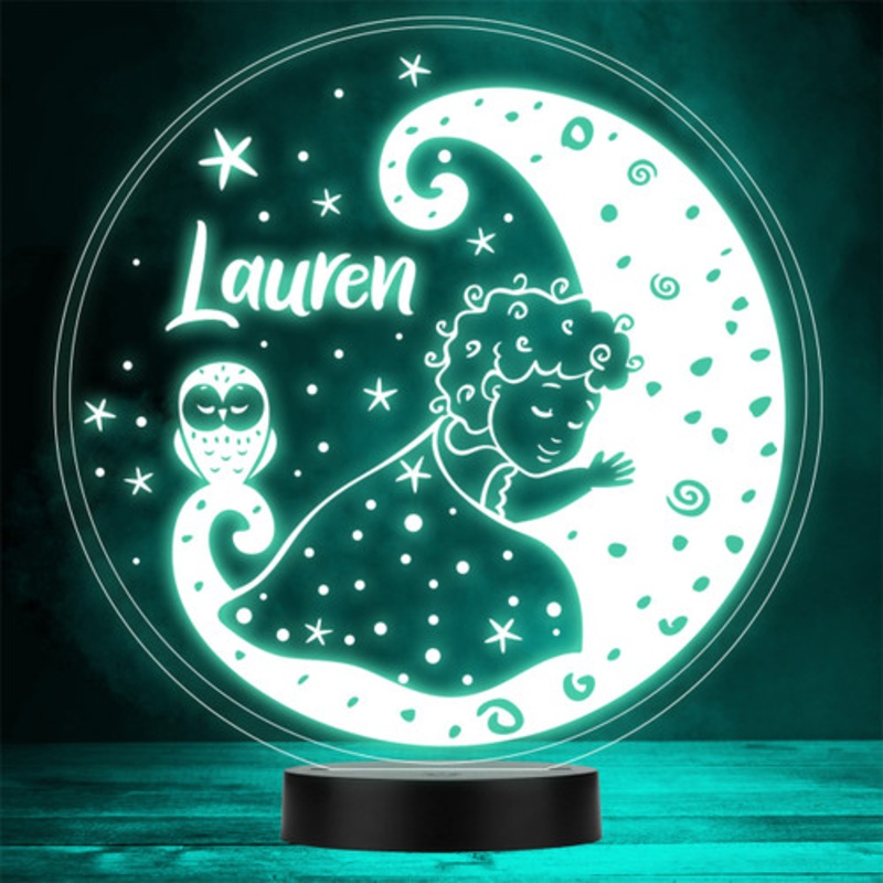 Cute Sleeping Baby On The Moon With Owl LED Personalised Gift Night Light – The Card Zoo