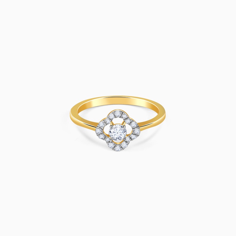 Gold Gilded Quatrefoil Diamond Ring