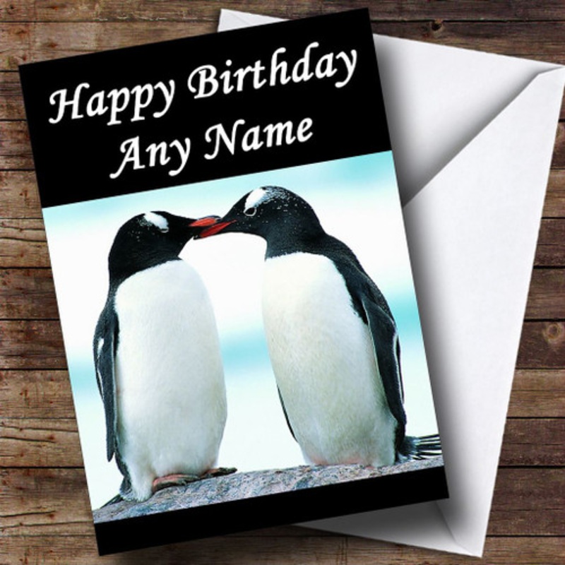 Kissing Penguins Personalised Birthday Card – The Card Zoo