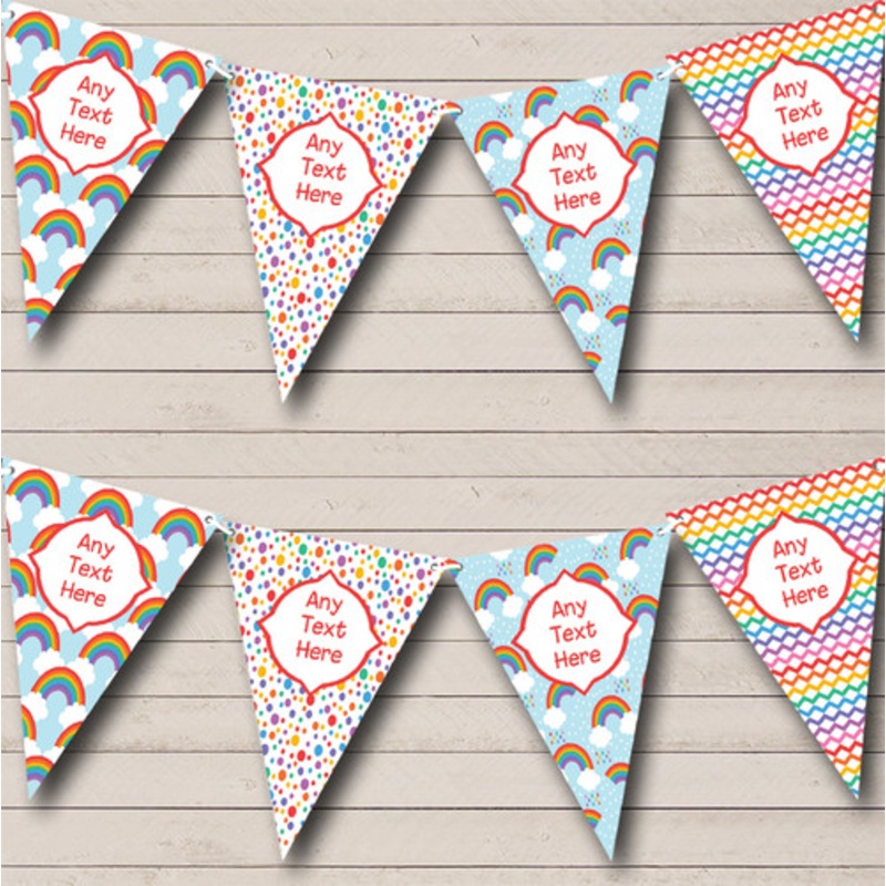 Rainbow Bright Colours Personalised Children’s Birthday Party Bunting – The Card Zoo