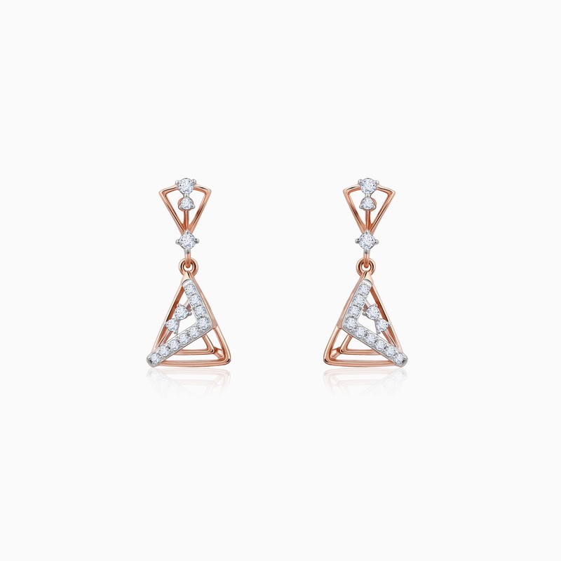 Rose Gold Ternion Lab Grown Diamond Dangler Earrings