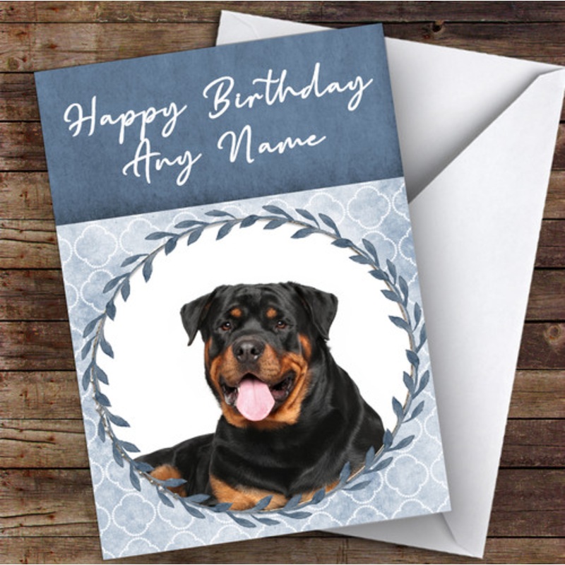 Rottweiler Dog Blue Animal Personalised Birthday Card – The Card Zoo