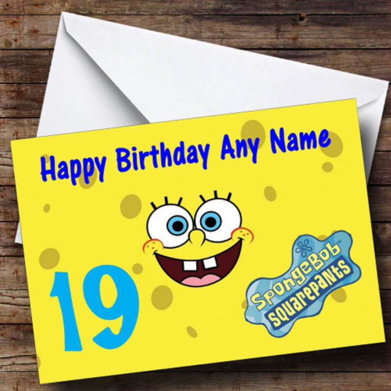 SpongeBob SquarePants Face Personalised Birthday Card – The Card Zoo