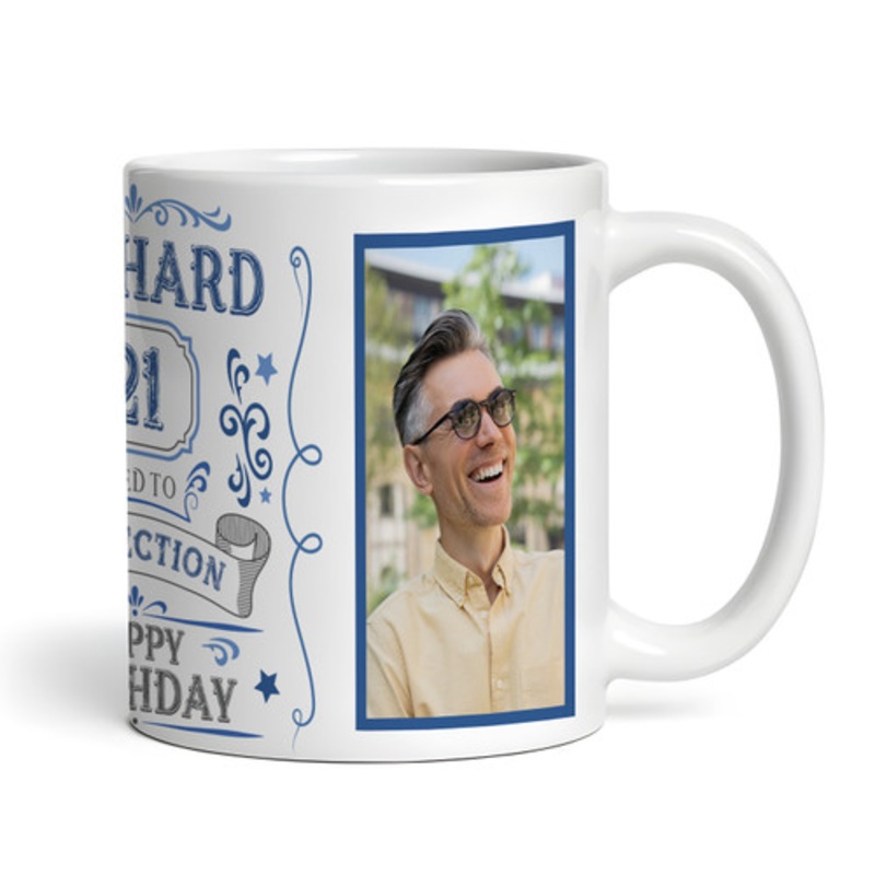 21st Birthday Gift Aged To Perfection Blue Photo Tea Coffee Personalised Mug – The Card Zoo