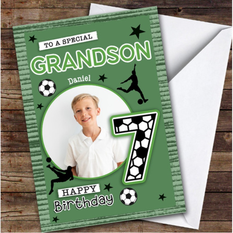 7th Grandson Football Photo Boys Custom Personalised Birthday Card – The Card Zoo