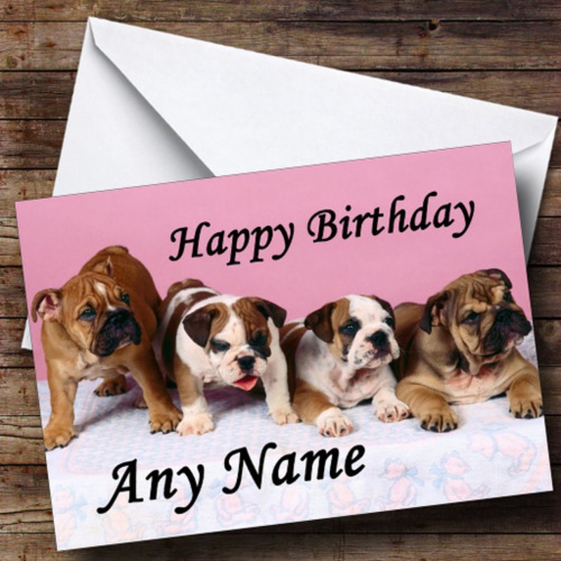 Bulldog Puppy Dogs Personalised Birthday Card – The Card Zoo