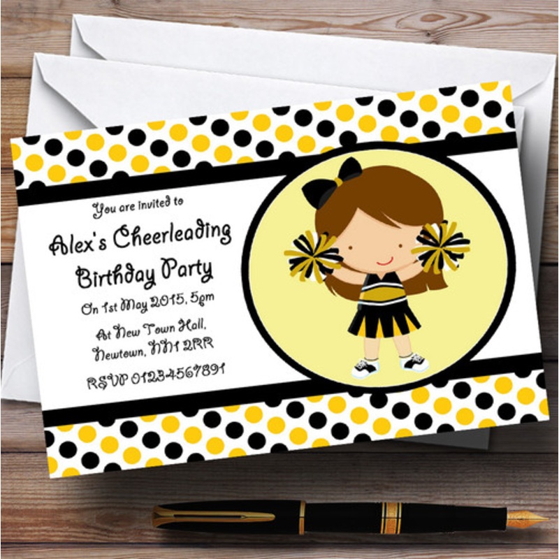 Cheerleading Personalised Birthday Party Invitations – The Card Zoo