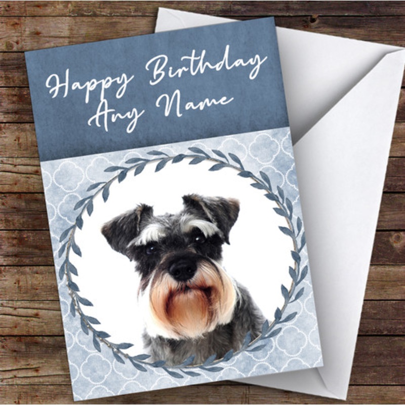 Miniature Schnauzer Dog Blue Animal Personalised Birthday Card – The Card Zoo