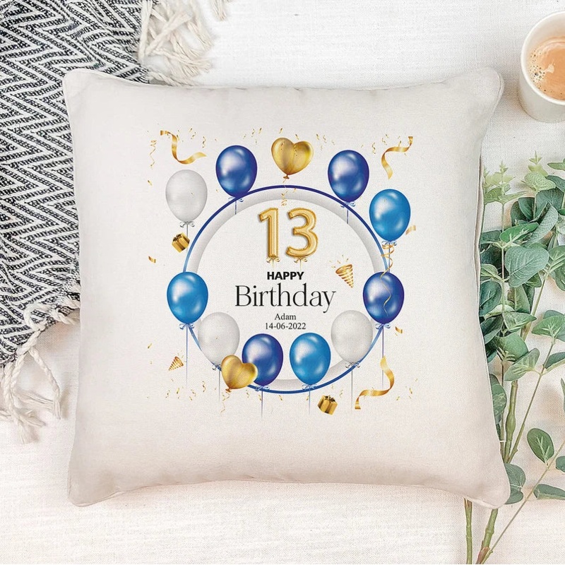 Personalised 13th Birthday Gift Cushion Present Design