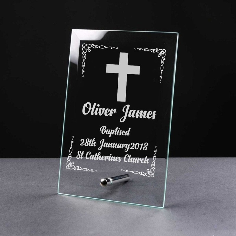 Personalised Baptism Gift Keepsake Glass Plaque Gift