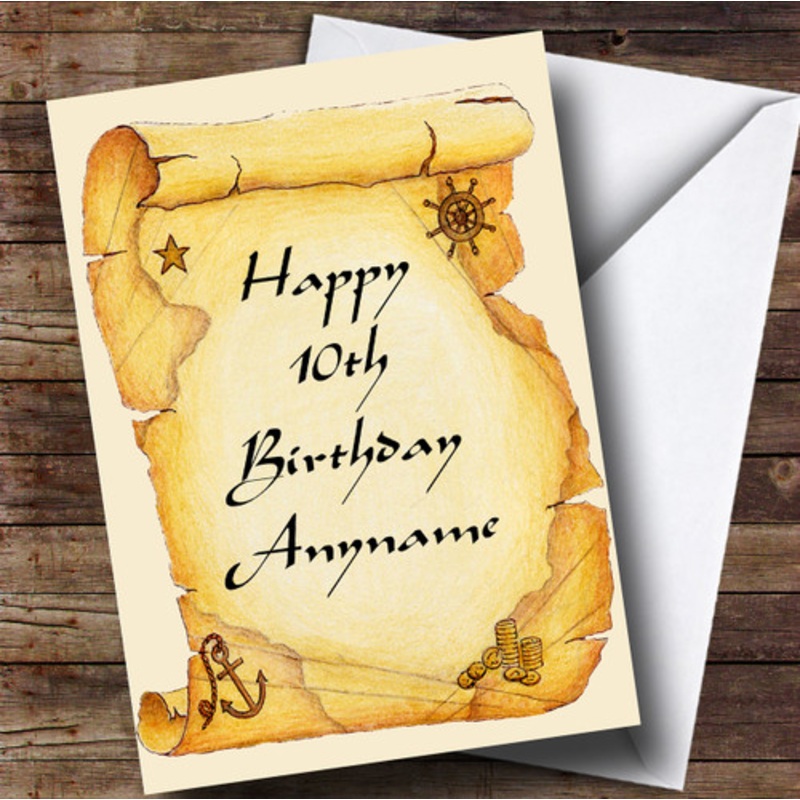 Pirate Scroll Treasure Map Children’s Birthday Personalised Card – The Card Zoo