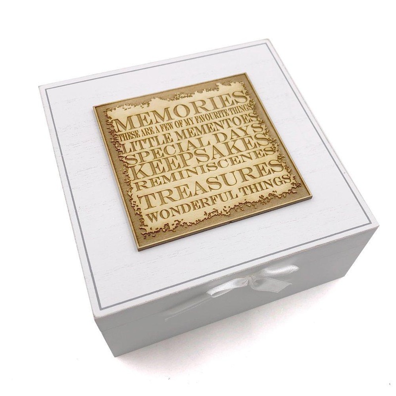 Raised Words Wooden Memory Box Vintage Style