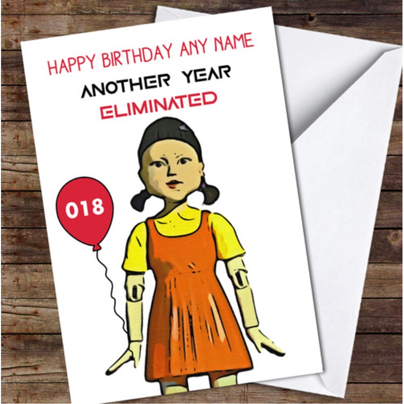 Squid Game Funny Doll Balloon Any Age Personalised Birthday Card – The Card Zoo