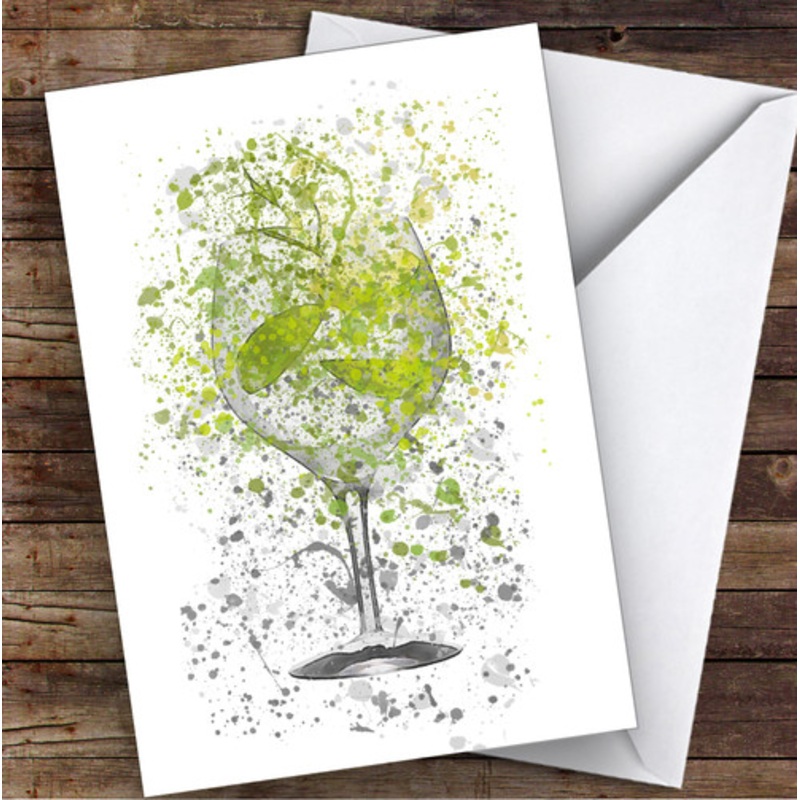 Watercolour Splatter Gin and Tonic With Lime Glass Personalised Birthday Card – The Card Zoo