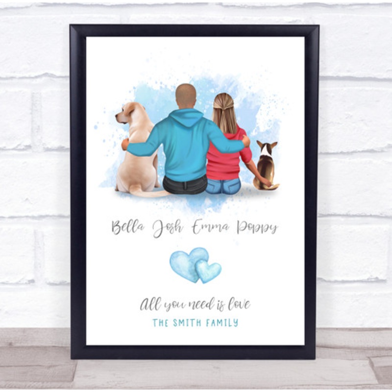 Family Name Dog Romantic Gift For Him or Her Personalised Couple Print – The Card Zoo