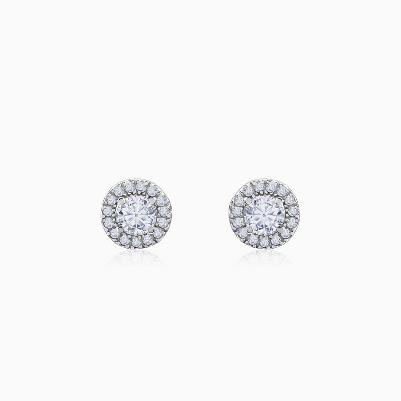 Gold Minerva Halo Soliatire Lab Grown Diamond Studs