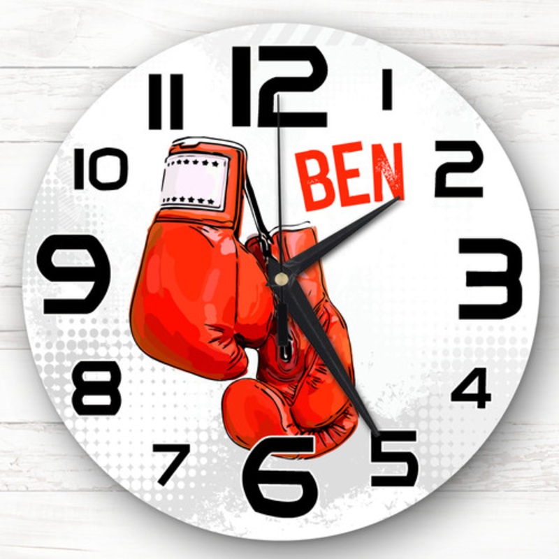 Red Boxing Gloves Boys Girls Room Custom Gift Personalised Clock – The Card Zoo