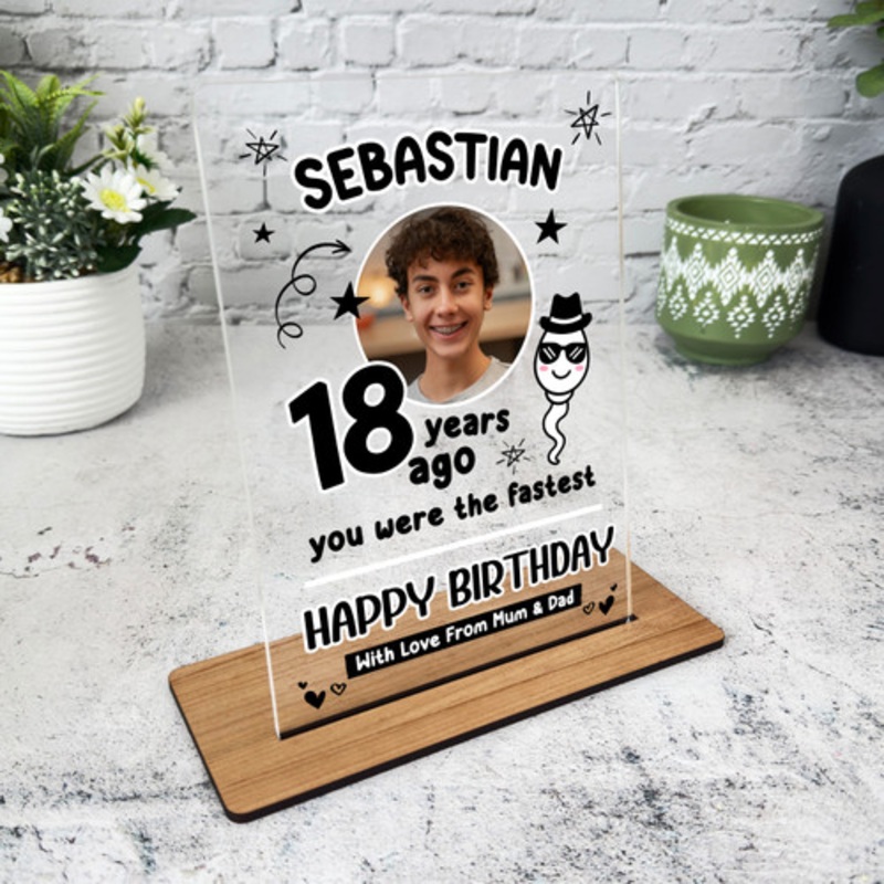 18th Birthday Gift Funny Sperm Male Photo Custom Personalised Gift Plaque – The Card Zoo
