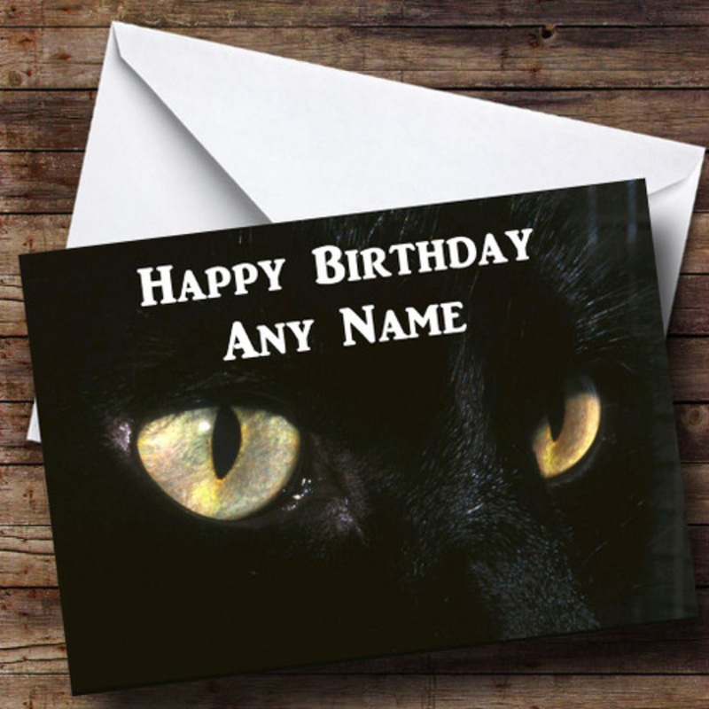 Black Cats Eyes Personalised Birthday Card – The Card Zoo