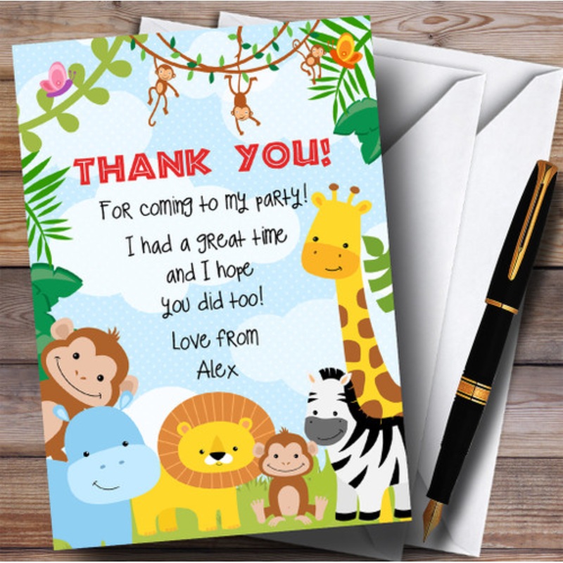 Bright Safari Jungle Animals Party Thank You Cards – The Card Zoo
