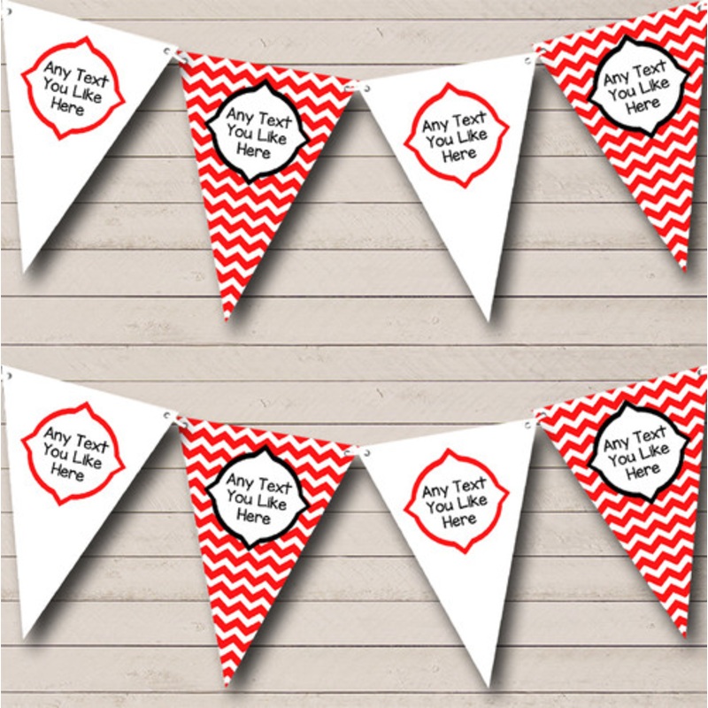 Chevron Stripes Red And White Personalised Birthday Party Bunting – The Card Zoo