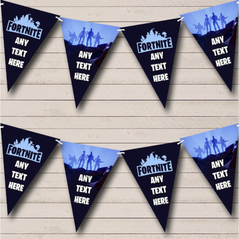 Fortnite Game Blue Personalised Birthday Party Bunting Banner Garland Flags – The Card Zoo
