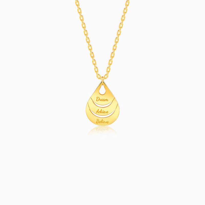 Golden Personalised Dreamy Teardrop Pendant With Link Chain